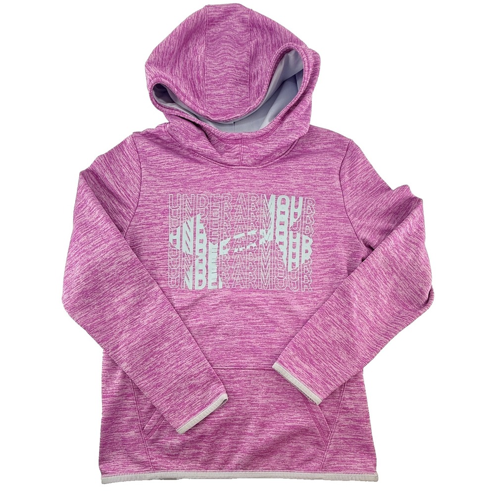 Under Armour ColdGear Hoodie Youth XL Pink Graphic Pullover Girls Athletic